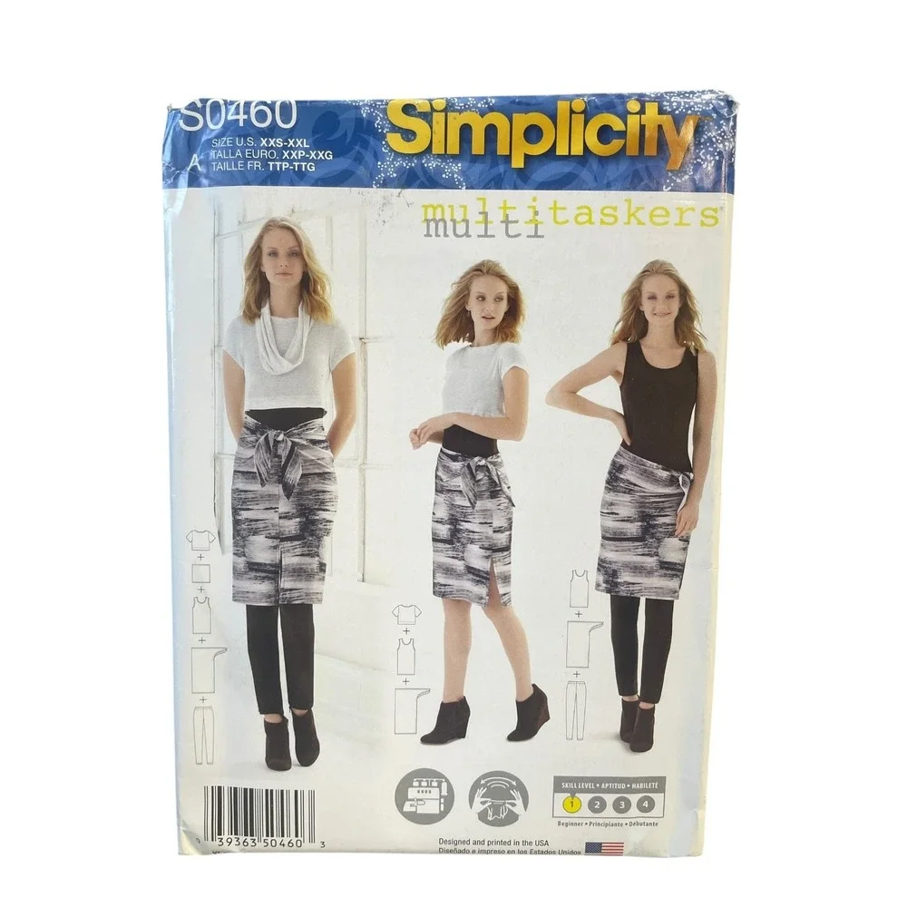 Simplicity S0460 Misses Knit Leggings Tank-Top Crop Tee Sarong XXS-XXL